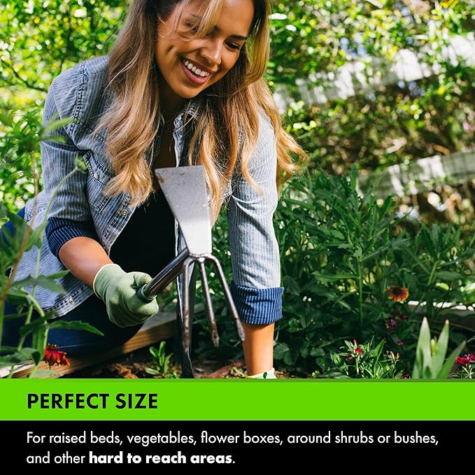 Yard Butler Terra Tiller - Durable Weeding & Tiller Gardening Tool - Ergonomic Grip for Weeding, Tilling & Digging - Dual-Action Head with Three Prongs & Beveled Edge