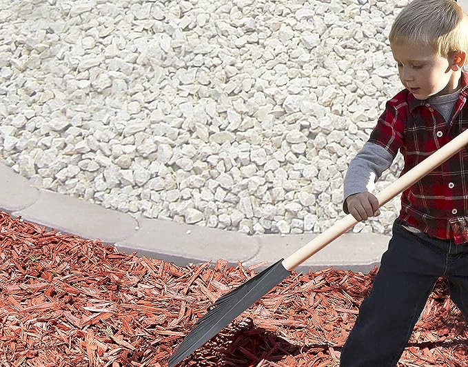 Superio Kids Rake with Hardwood Handle, Durable Plastic Head to Sweep Leaves in Lawn and Tidying Up The Garden, 34" (Kid Size, Grey, 1-Pack)