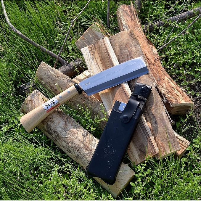 KAKURI Japanese NATA Tool Knife 6.5" Made in Japan, Bushcraft Hatchet Axe with Sheath for Camping, Outdoor, Campfire, Gardening