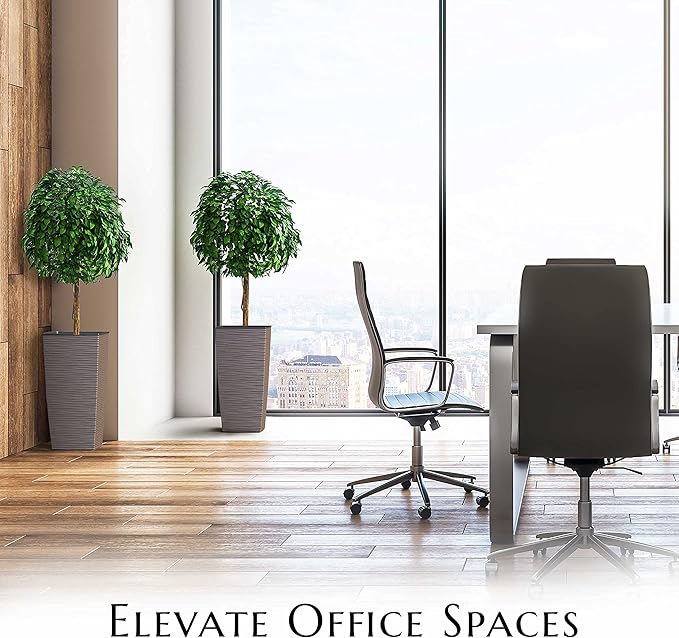 Mueller M-Resin Heavy Duty Tall Planter, Indoor/Outdoor Grande Plant, Tree, Flower Pot, 2-Piece Set, 18”, Modern Design, Built-in Drainage, Mocha