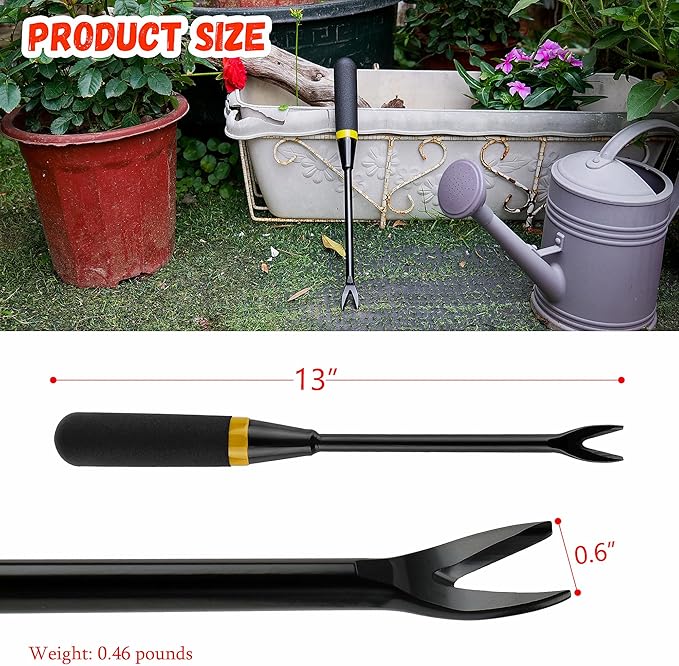 Weed Puller Tool, Heavy - Duty Stainless - Steel Garden Weed Buster. Manually Remove Deep - Rooted Weeds Precisely, Stress - Relieving and Crop - Friendly