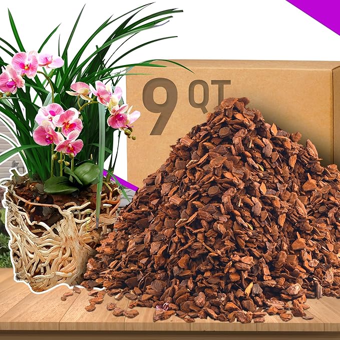 9qt Orchid Bark Horticultural Grade- Ideal for Phalaenopsis, Epiphytic Orchids, and Other Plants Potting, Repotting, Root Development, and Water Retention