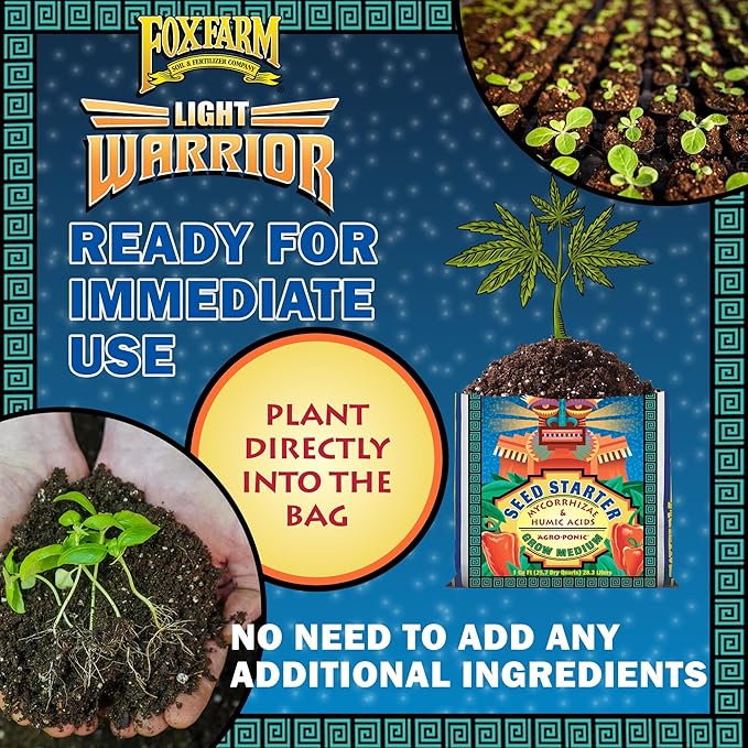 FoxFarm Light Warrior Seed Starter Growing Medium, 1cu ft (Pack of 3) - Beneficial for Seed Germination and Root Development, Indoor/Outdoor Cultivation - Ideal Nutrition for Plant Seedlings