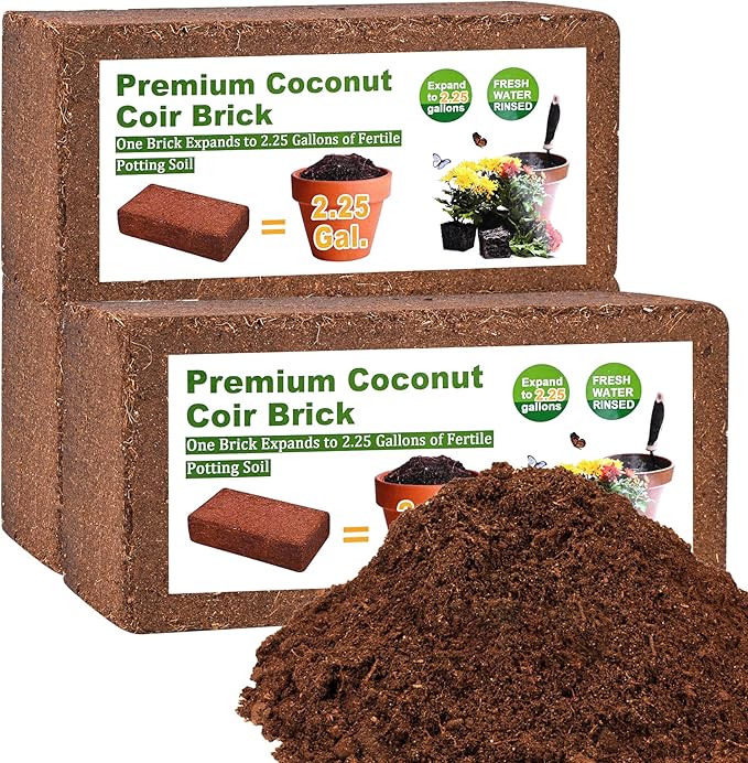 Organic Coco Coir 3 Pcs Compressed Coconut Coir Bricks Coconut Fiber Husk Substrate Mulch Coconut Bark Core Growing Medium Peat Moss Soil High Nutrition for Plants Gardening Seed Starting Soil Mix