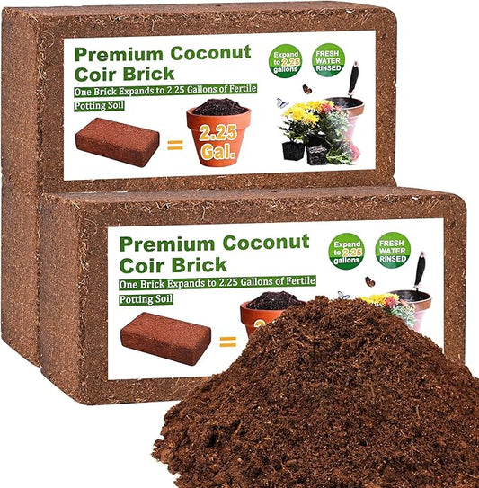 Organic Coco Coir 3 Pcs Compressed Coconut Coir Bricks Coconut Fiber Husk Substrate Mulch Coconut Bark Core Growing Medium Peat Moss Soil High Nutrition for Plants Gardening Seed Starting Soil Mix