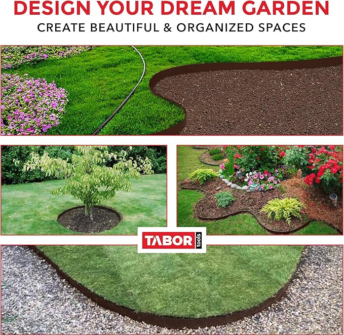 TABOR TOOLS 20 Ft Terrace Board, 5 Inch High, 0.1" Inch Thickness, Landscape Edging Coil, Grass Barrier, Bender Board, Garden Liner, ES33. (Brown)