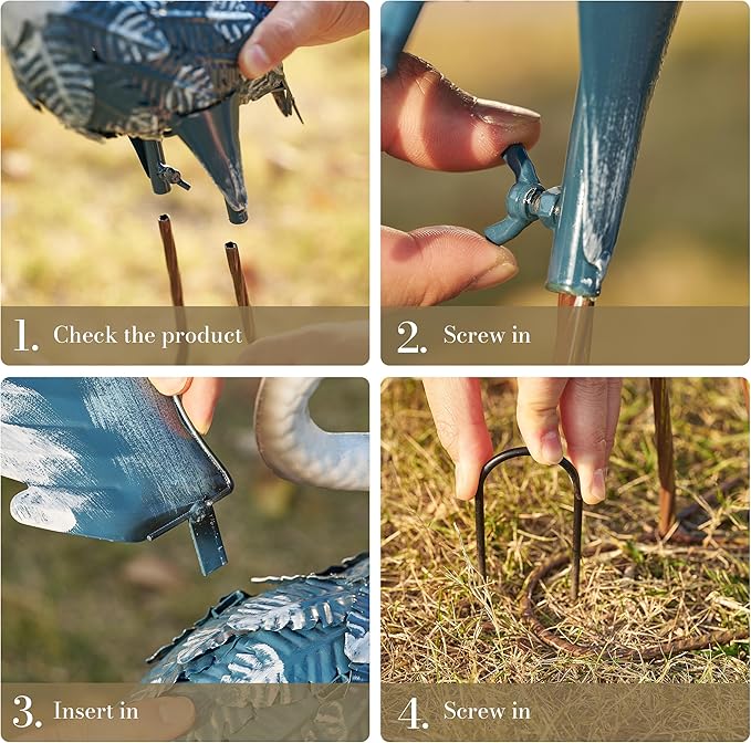 TERESA'S COLLECTIONS Yard Decorations Outdoor Garden Statues, Blue Metal Crane Yard Art, 25-26inch Lawn Ornaments for Backyard, Outside Porch, Patio, Wedding Decor,Set of 2,Spring Decor,Gifts for Mom