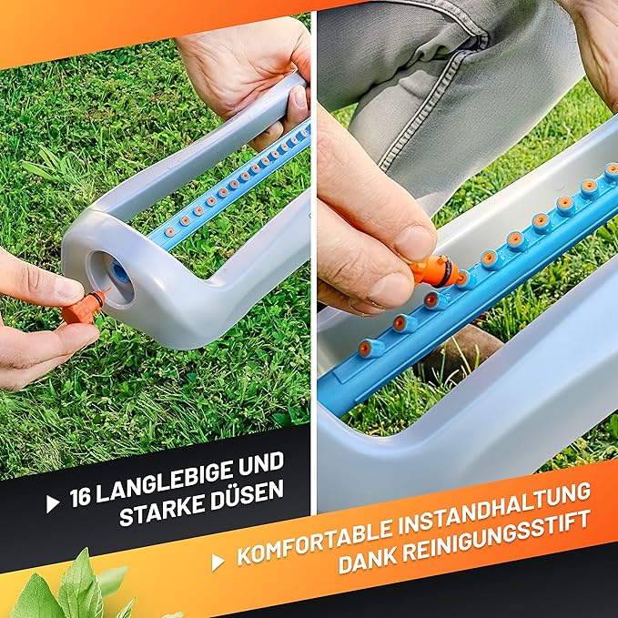 GRÜNTEK Oscillation Sprinkler Primavera up to 3617 ft² Irrigation Area, Blasting Width Up to 69x49ft., Oscillating Sprinkler for Lawn, Plants, Garden