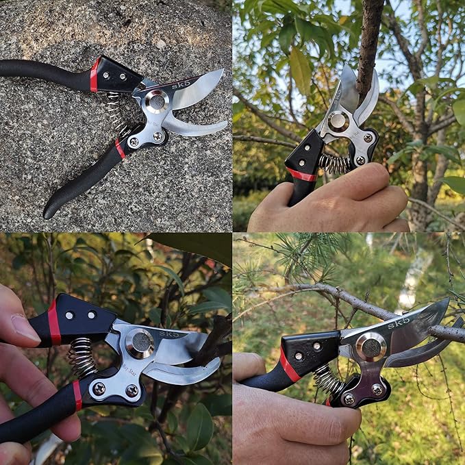 May Star Pruning Shears(MSPS-J006), Professional Pruning Shears,Perfect for Fence and Garden,SK5 Steel Blade, Size of The Opening 1.9 Inch