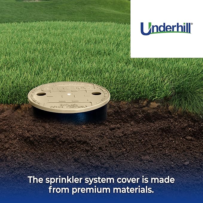 Underhill Sprinkler Valve Round Box Lid, VersaLid 6” to 7” Universal Cover for Automatic Irrigation System, Lawn, Yard, Outside, Tan, 4 Pack