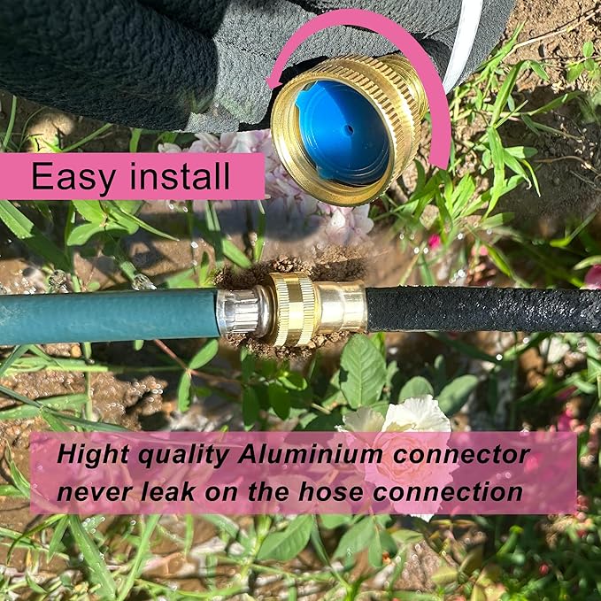 Rubber Soaker Hose, 5/8 inch, 50ft Garden Hose for Irrigation,Water-Saving up to 70%, Aluminium Connector Leak-Proof, Heavy-duty Hose, Watering for Trees,Lawns, Vegetables and Flowers.