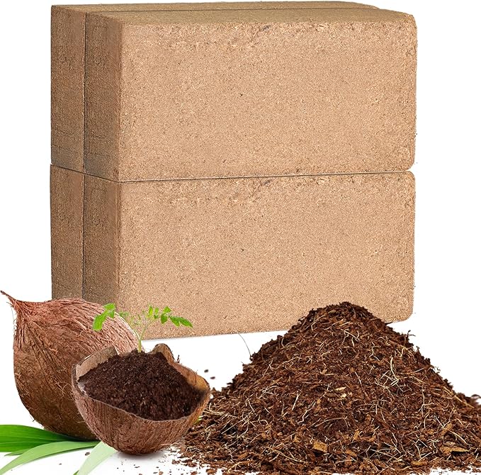 Coco Coir Bricks for Plants 5.6LBS, All Natural Organic Compressed Coconut Coir Fiber, Easy to Expand, Low EC, pH Balanced, Ideal for Vegetables, Herbs, Flowering Plants (4 Pcs)