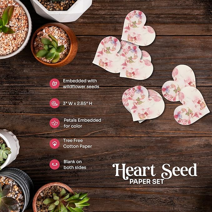 Set of 24 Pink Heart – Plantable Seed Paper for Weddings, Gifts, and Life Events