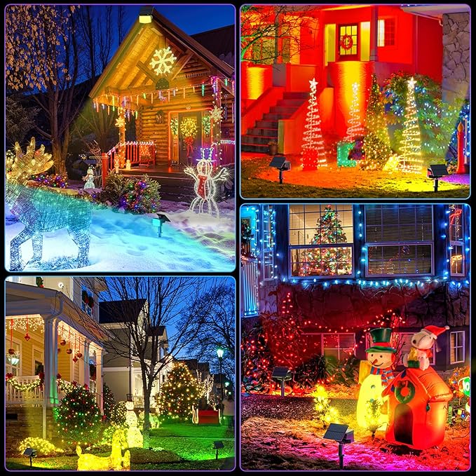 WELALO Solar Color Changing Spot Lights Outdoor, Waterproof Solar Christmas Lights with 9 Modes, Multicolor RGB Landscape Spotlights for Garden Yard Driveway Lawn Patio Pathway Decorations, 10 Pack