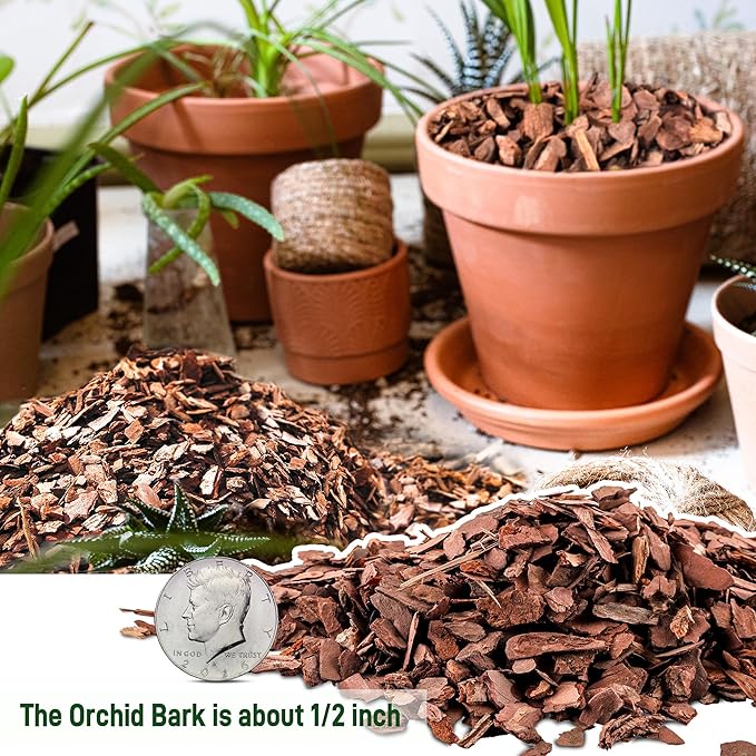 29qt Organic Orchid Potting Bark -Natural Orchid Mulch for Potted Plants, Root Development of Orchid Plants and Garden Soil Amendment Mix…