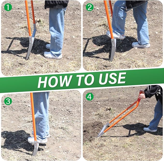 VASALAID Broadfork 5-Tine Broadforks for Gardening Ergonomic U-Shaped Design Heavy Duty Garden Fork for Gardening Cultivating Farm Garden Digging Crushing Aerate Soil