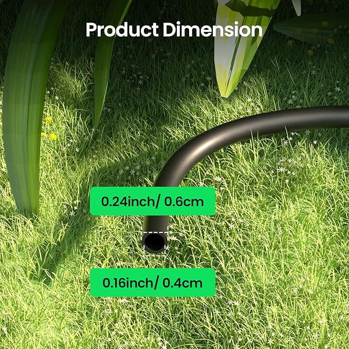 MIXC 100FT 1/4 inch Blank Distribution Tubing With 10 packs 1/4" Drip Irrigation Tee Connectors,Suitable For Quick Connector Irrigation Systems