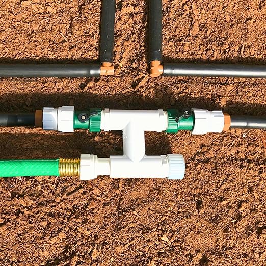 Garden Grid Connection Manifold | Connect Neighboring Garden Grids or Just 1 and/or Daisy-Chain from Manifold to Manifold with Garden Hoses to Connect Many Garden Grids | 4”/Lay-Flat Height