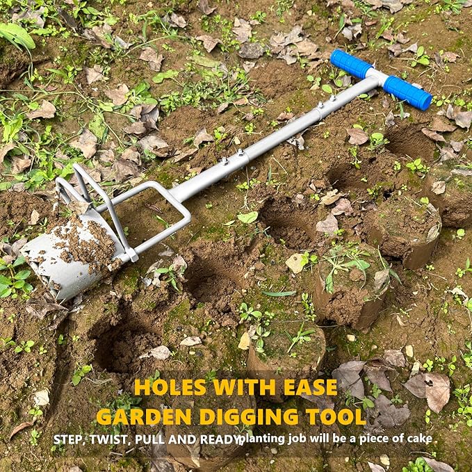 Updated Bulb Planter Long Handle for Digging, 5-in-1 Lawn and Garden Tool, Weeding, Soil Sampler, Transplanting, Sod Plugger Height Adjustable Bulb Transplanting