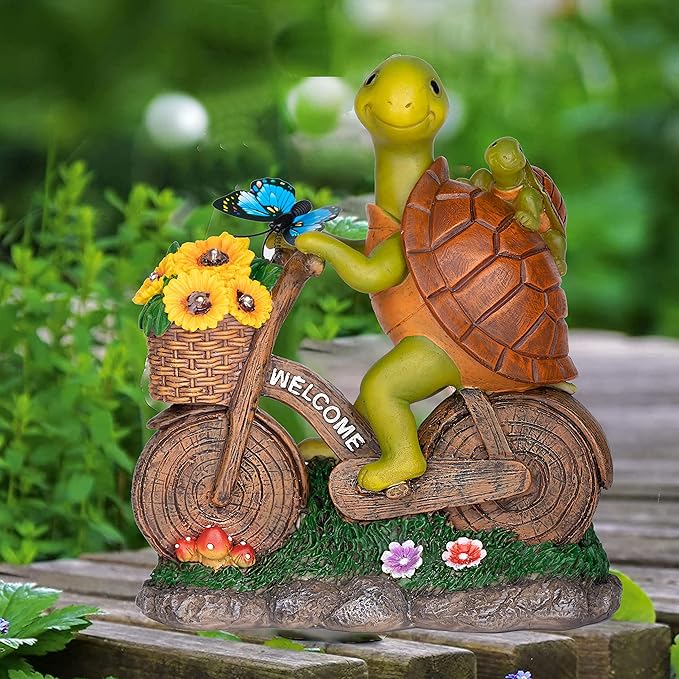 Garden Turtle Outdoor Statue -Solar Turtle Statue Outdoor with Lighted Sunflower,Turle Figurine for Garden Decor,Turtle Gifts for Women