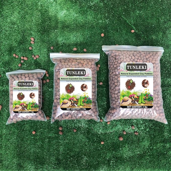 2Lbs Leca Expanded Clay Pebbles, 8-16mm Expanded Clay Aggregate, Natural Clay Pebbles for Hydroponic & Aquaponics Growing, Orchid Potting Mix, Hydroponics Supplies for Indoor Garden Plants