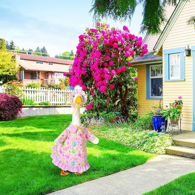 Spring Butterfly Goose Outfit Lawn Porch Goose Clothes 23" Spring Butterfly Outdoor Patio Yard Lawn Art Decoration