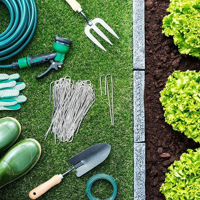 100Pcs Irrigation Drip Tubing Landscape Pins J Shape Garden Stakes 5 Inch Landscaping Staples Lawn Pins for Drip Tubing (Hold Drip Tubing Up to 1/2" Diameter)