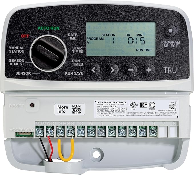 Rain Bird TRU6I Program-Based Indoor Irrigation Sprinkler Controller/Timer, WiFi Ready, 6-Zone/Station