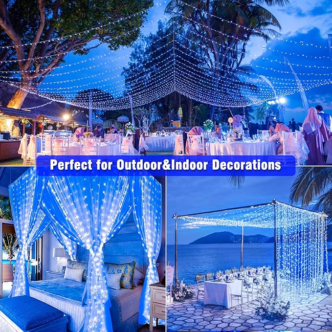 500 LED Christmas Lights Outdoor - 165FT Super Long Christmas String Lights 8 Modes Waterproof Plug in Fairy Lights with Timer Memory for Indoor Xmas Tree Holiday Party House Decorations, Blue