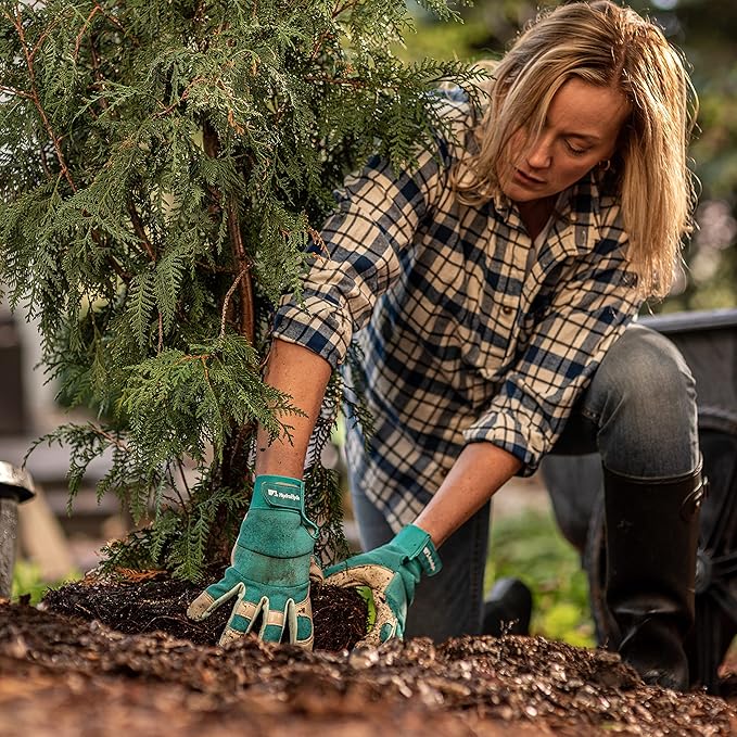 Wells Lamont Women's Hybrid Work/Gardening Gloves | Water-Resistant HydraHyde Leather | Small (3204S), Aqua
