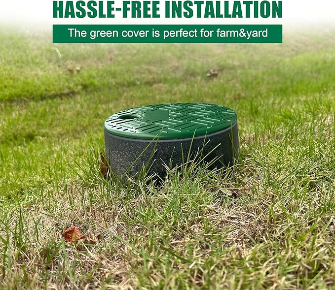 Durable PP Valve Box-6 Pcs Anti Slip 6 In Sprinkler Valve Boxes,Plastic Round Irrigation Valve Box for Garden Yard Outdoor Lawn Grassland Ground Farm,Green&Black Water Meter Box