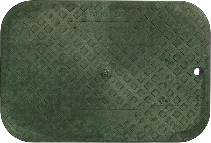 Rain Bird CPVBSTDEXT Professional Series 6" Extension Rectangular Sprinkler Valve Box, Black with Green Lid, 19" High