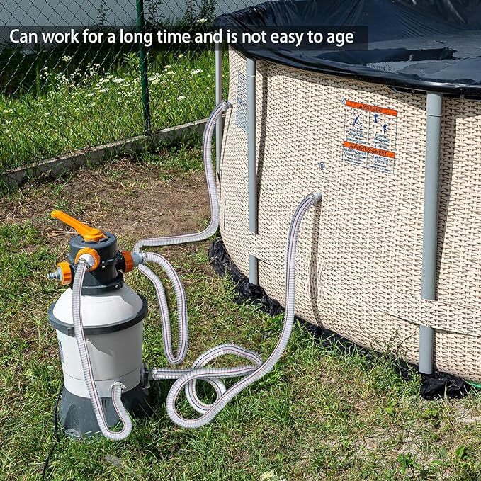 Frienda Heavy Duty Steel Wire Flexible Tubing with Fasteners PVC High Pressure Drain Hose Tube Pond Tubing Clear Wire Reinforced for Pond Bilge Pump Vacuum Suction Hose(6.6 Ft,1.5 Inch Id)