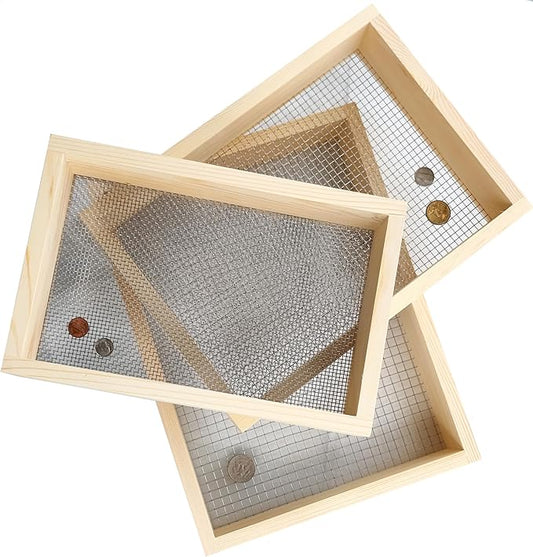 Wood Soil Sifter Metal Dirt Sifter Purpose Garden Sifter Rock Sifter Compost Sifter for Gardening ﻿ (3 Pcs Sifter)