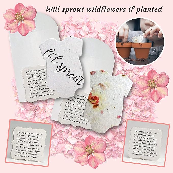 Set of 24 Onesie – Plantable Seed Paper for Weddings, Gifts, and Life Events