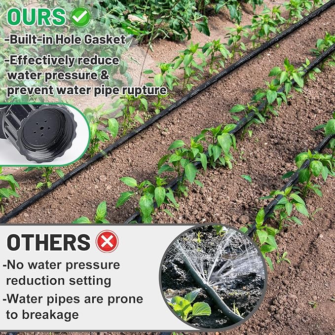 Soaker Hose 100FT for Garden Beds - 3/4" Heavy Duty Double Layer Drip Irrigation Hose, Save 85% Water- Linkable Flat Soaker Hose for Lawn Flower Bed Vegetable Field Effective Watering (50FT x 2Pack)