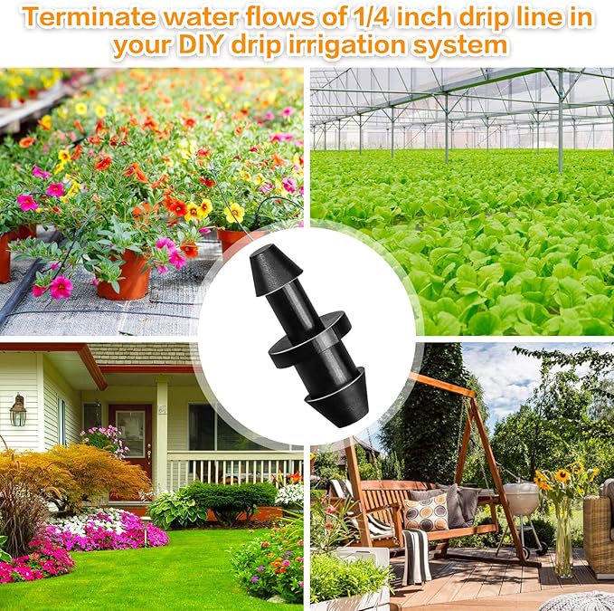 Drip Irrigation End Plug：120 Pack Barbed End Cap Irrigation Parts Fit for 1/4 Inch Drip Irrigation Tubing Drip Line Irrigation End Closure for Garden Lawn Drip Irrigation System