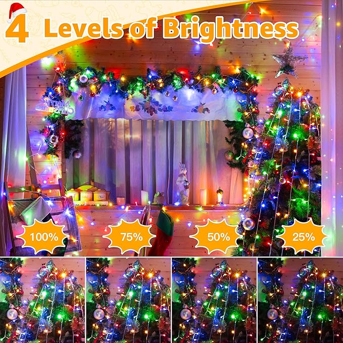 Ollny Christmas Lights Outdoor 800LED 262FT, Multicolor Plug in Fairy Lights with Remote, 8 Modes Waterproof Timers Dimmable LED String Lights for Indoor House Outside Bedroom Patio Balcony