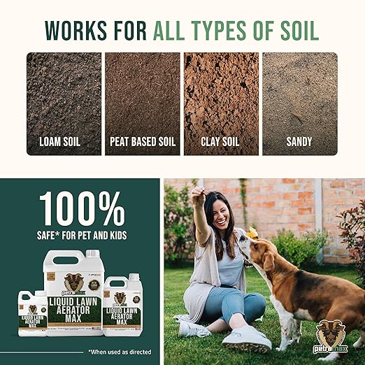PetraMax Liquid Aeration for Lawn with Humic & Fulvic Acid Biostimulants, Liquid Aerator, Liquid Aerator, Soft Soil Liquid Aerator, Lawn Aeration, Soil Loosener, Soil Aerator, 40,000 sq ft (32 Oz)