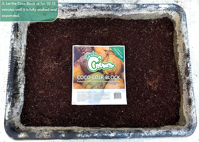 Hydro Crunch CB801 Coco Coir 2.5 Cubic Ft Block of Soiless Growing Media, Brown