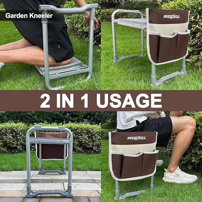 【New Upgraded】 Gardening Seat for Seniors,Gardening Seat Heave Duty,Portable Garden Bench for Kneeling and Sitting,Garden Chair