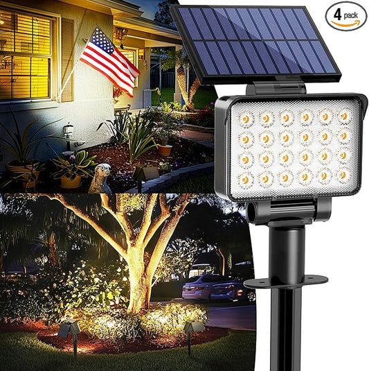 Solar Spot Lights Outdoor Waterproof for Flag, Tree, House, Garden, Yard, Landscape Spotlights for Accent Uplighting Halloween Christmas Decorations-4 Pack