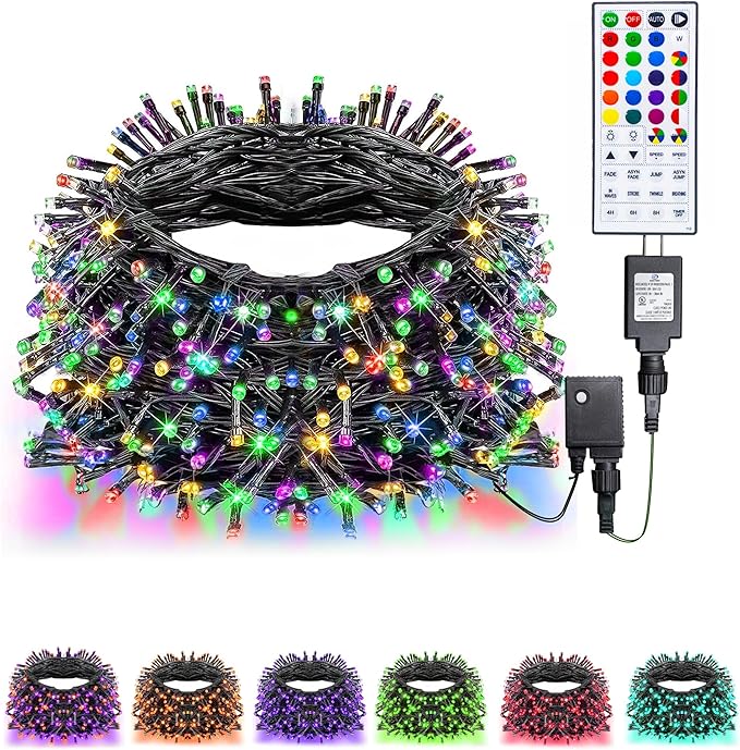 Dazzle Bright Color Changing Christmas Lights, 66ft 200 LED RGB String Lights with Remote & Timer, Fairy Lights for Indoor Outdoor Xmas Tree Party Wedding Christmas Decorations