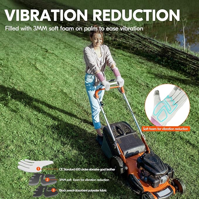 Vgo... 1-Pair Premium Genuine Goat Leather Extra-Long Cuff Thornproof Gardening Gloves (Size S, Pink White, GA1013)