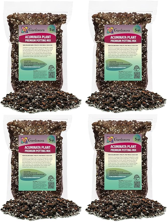 Premium Monstera Acuminata Soil Mix - Trusted by Experts for Strong and Healthy Plants by Gardenera - 20 Quart (4 Bags of 5 Quart)