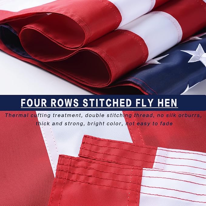 American Flag 6x10 Outside, US Flags for Outdoor Indoor, Heavy Duty Durable, Deluxe Embroidered Stars, Brass Grommets, Sewn Stripes, Vivid Color, Fade Resistant and waterproof