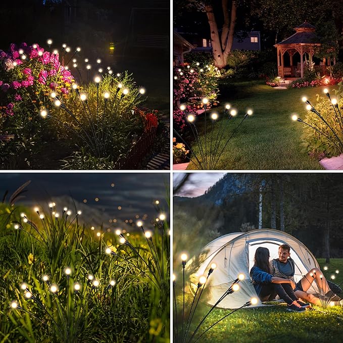 Solar Lights Outdoor Decoration, Waterproof Xmas Outdoor Lights Decor for Yard, Patio, Garden, and Front Porch, 40 LEDs Swing with The Wind (4 Pack, Warm White)