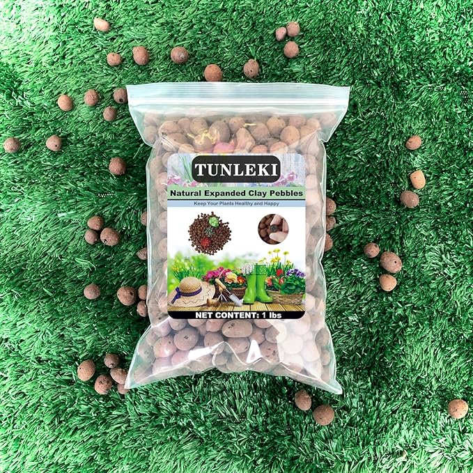 4Lbs Leca Expanded Clay Pebbles, 8-16mm Expanded Clay Aggregate, Natural Clay Pebbles for Hydroponic & Aquaponics Growing, Orchid Potting Mix, Hydroponics Supplies for Indoor Garden Plants
