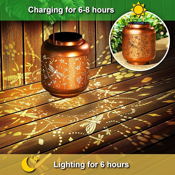 Gifts for Mothers Day Women Mom Grandma Solar Lantern Outdoor Waterproof Dragonfly Garden Decor Hanging Solar Lights Yard Decorations Outdoor, Birthday Gifts for Mom, Backyard, Patio, Porch