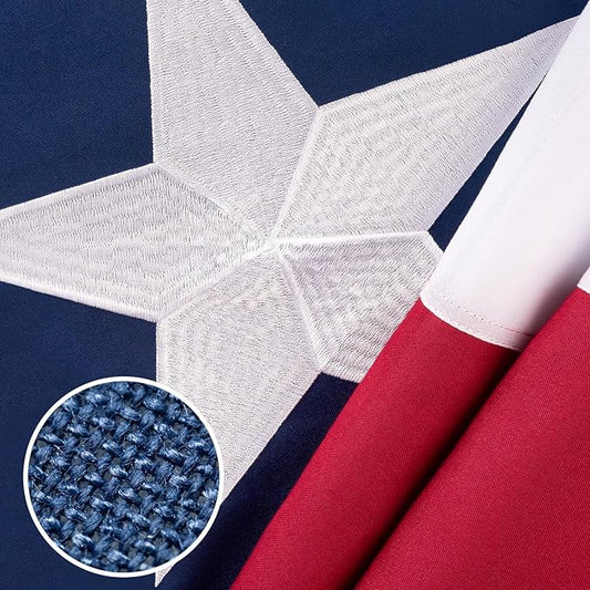 Texas Flag 8x12 ft Deluxe Super Tough Series, Heavy Duty Spun Polyester, All Weather TX Flag High Wind with Embroidered Stars, 4 Brass Grommets, Sewn Stripes, Durable Texas Flags Outdoor Outside